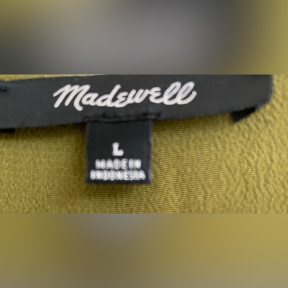 Madewell Shirred Dolman Sleeve Knee Length Easy Dress in Desert Moss ZP1 - Picture 4 of 7